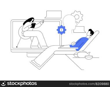 Online therapy abstract concept vector illustration. Online counseling, mental health amid coronavirus quarantine, psychological help, self isolation, social distancing abstract metaphor.. Online therapy abstract concept vector illustration.