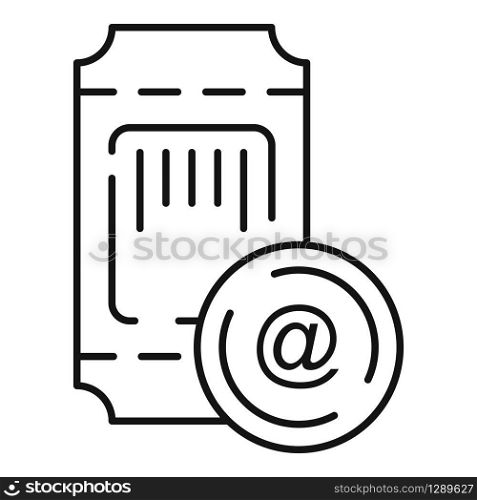 Online ticket icon. Outline online ticket vector icon for web design isolated on white background. Online ticket icon, outline style