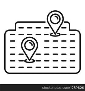 Online ticket location icon. Outline online ticket location vector icon for web design isolated on white background. Online ticket location icon, outline style