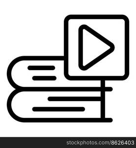 Online video book icon outline vector. Digital study. People education. Online video book icon outline vector. Digital study