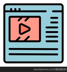 Online video icon outline vector. Private lesson. Class learn color flat. Online video icon vector flat