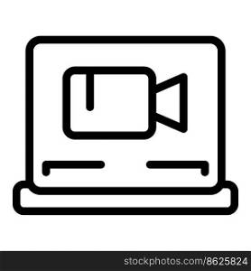 Online video player icon outline vector. Computer learning. Training system. Online video player icon outline vector. Computer learning