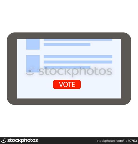 Online vote tablet icon. Flat illustration of online vote tablet vector icon for web design. Online vote tablet icon, flat style