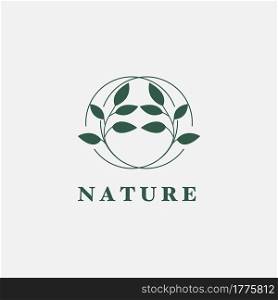 OO Letter Logo Circle Nature Leaf, vector logo design concept botanical floral leaf with initial letter logo icon for nature business.