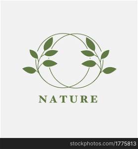 OO Letter Logo Circle Nature Leaf, vector logo design concept botanical floral leaf with initial letter logo icon for nature business.