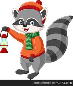 oon raccoon holding a lantern