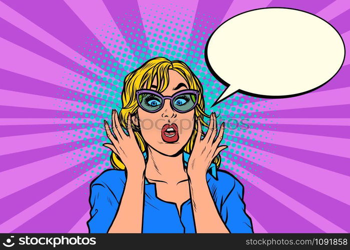 oops pop art surprised woman. Pop art retro vector illustration kitsch ...