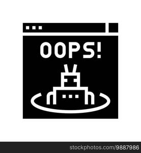 oops web error glyph icon vector. oops web error sign. isolated contour symbol black illustration. oops web error glyph icon vector illustration