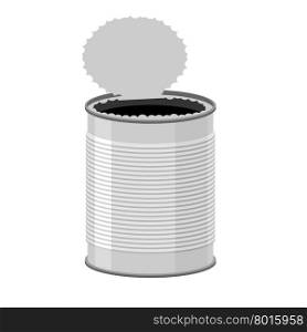Open a tin can. Tin on a white background. Vector illustration&#xA;