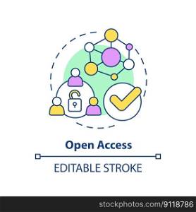 Open access concept icon. Free membership in program. DAO characteristic abstract idea thin line illustration. Isolated outline drawing. Editable stroke. Arial, Myriad Pro-Bold fonts used. Open access concept icon