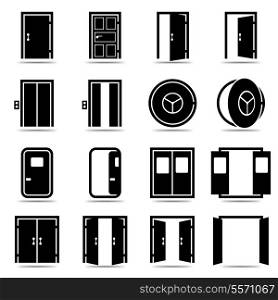 Open and closed doors icons set isolated vector illustration