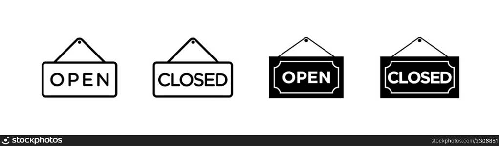 Open and Closed sign, store notice icon design element