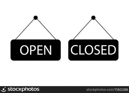 Open and closed signs. Vector design icon