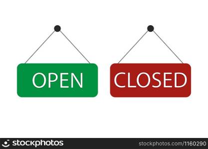 Open and closed signs. Vector design icon