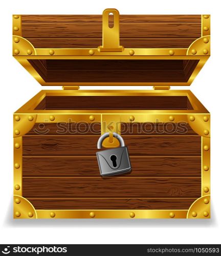 open antique chest vector illustration isolated on white background