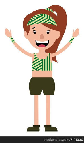 Open armed cheerful young teen girl illustration vector on white background