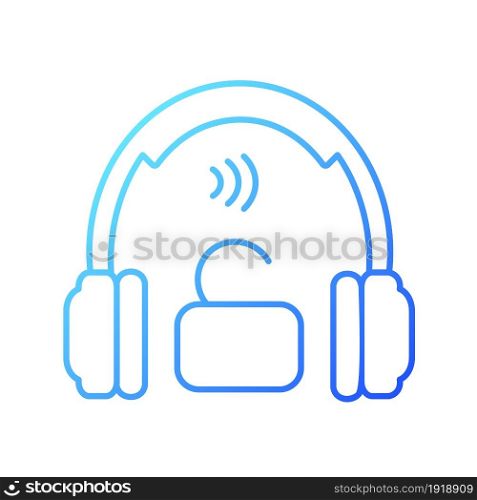 Open back headphones gradient linear vector icon. Over ear earphones for professional music mastering. Thin line color symbol. Modern style pictogram. Vector isolated outline drawing. Open back headphones gradient linear vector icon