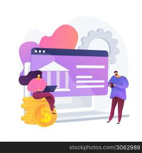 Open banking data access. Financial services, mobile payment app development, API technology. Web developers designing banking platforms. Vector isolated concept metaphor illustration. Open banking platform vector concept metaphor