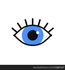 Open blue eye line icon on white background. Look, see, sight, view sign and symbol. Vector linear graphic element. Optical and search theme in minimal design style. Eye with eyelashes. Open blue eye line icon on white background. Look, see, sight, view sign and symbol. Vector linear graphic element. Optical and search theme in minimal design style. Eye with eyelashes.