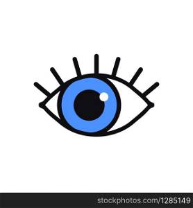 Open blue eye line icon on white background. Look, see, sight, view sign and symbol. Vector linear graphic element. Optical and search theme in minimal design style. Eye with eyelashes. Open blue eye line icon on white background. Look, see, sight, view sign and symbol. Vector linear graphic element. Optical and search theme in minimal design style. Eye with eyelashes.