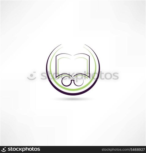 Open book and eyeglasses