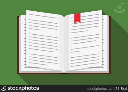 Open book, flat design with long shadow, vector eps10 illustration. Open Book