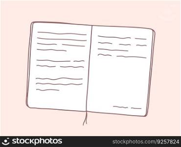 Open book hand drawn of book with text Royalty Free Vector