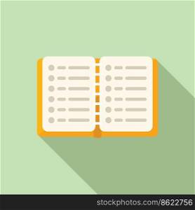 Open book icon flat vector. System accounting. Client software. Open book icon flat vector. System accounting