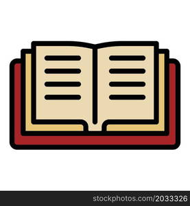 Open book icon. Outline open book vector icon color flat isolated. Open book icon color outline vector