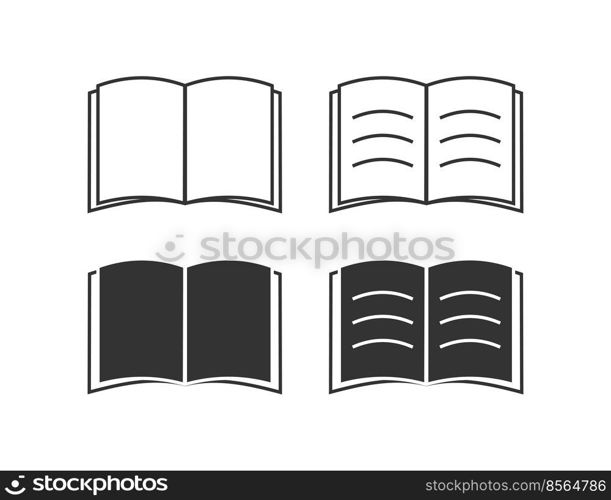 Open book icon. Time read illustration symbol. Sign liblary vector.
