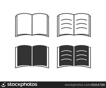 Open book icon. Time read illustration symbol. Sign liblary vector.