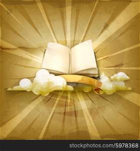 Open book, old style vector background