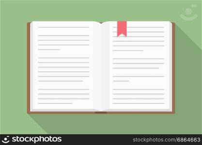 Open Book. Open book, flat design with long shadow, vector eps10 illustration