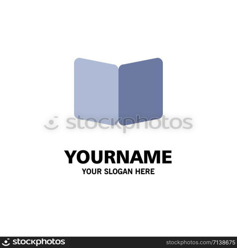 Open, Book, Page, Layout, Cover Business Logo Template. Flat Color