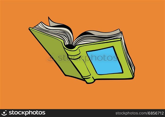 Open book reading library and a bookstore. Comic book cartoon pop art retro color vector illustration hand drawn. Open book reading library and a bookstore