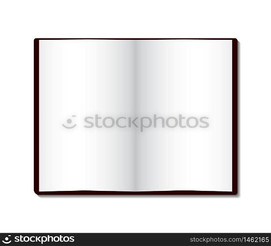 Open book with blank white page. Isolated diary for novel history. Empty textbook template. 3d open paperback book for knowledge. Education concept. Modern office paper note. vector illustration eps10. Open book with blank white page. Isolated diary for novel history. Empty textbook template. 3d open paperback book for knowledge. Education concept. Modern office paper note. vector illustration