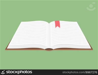 Open book with bookmark, flat design, vector eps10 illustration. Open Book