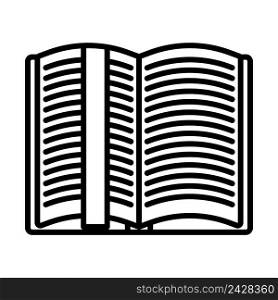 Open Book With Bookmark Icon. Bold outli≠design with editab≤stroke width. Vector Illustration.