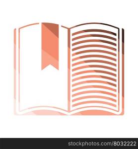 Open book with bookmark icon. Flat color design. Vector illustration.