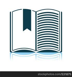 Open Book With Bookmark Icon. Shadow Reflection Design. Vector Illustration.