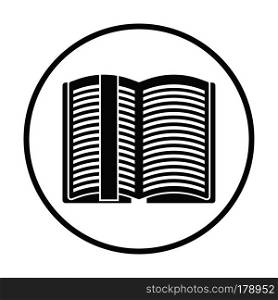 Open book with bookmark icon. Thin circle design. Vector illustration.