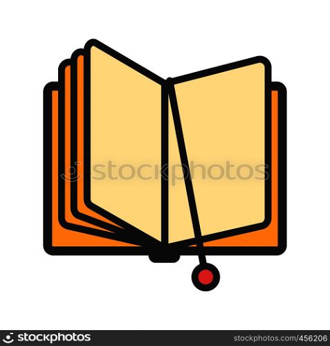 Open book with bookmark icon. Vector illustration. Open book with bookmark icon