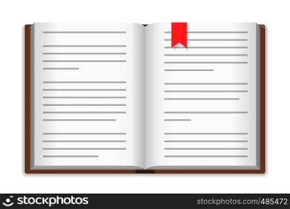 Open book with bookmark, white background, vector eps10 illustration. Open Book