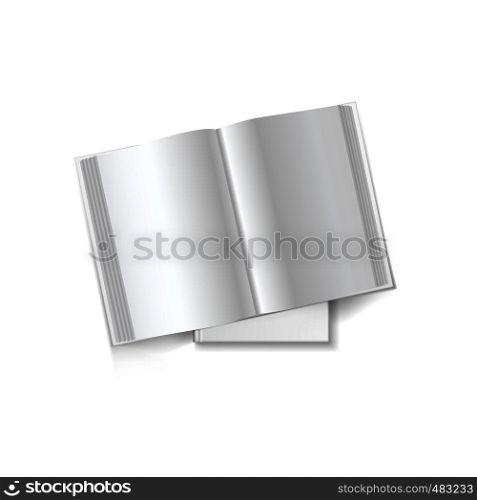 Open book with clean sheets on a white background. Open book with clean sheets