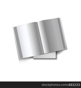 Open book with clean sheets on a white background. Open book with clean sheets