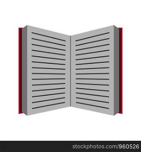 Open book with sheets. Simple flat design.