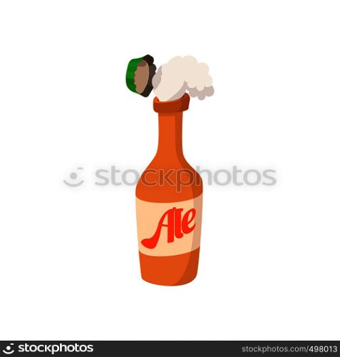 Open bottle of beer cartoon icon on a white background. Open bottle of beer cartoon icon