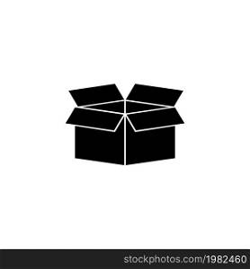 Open Box. Flat Vector Icon illustration. Simple black symbol on white background. Open Box sign design template for web and mobile UI element. Open Box Flat Vector Icon