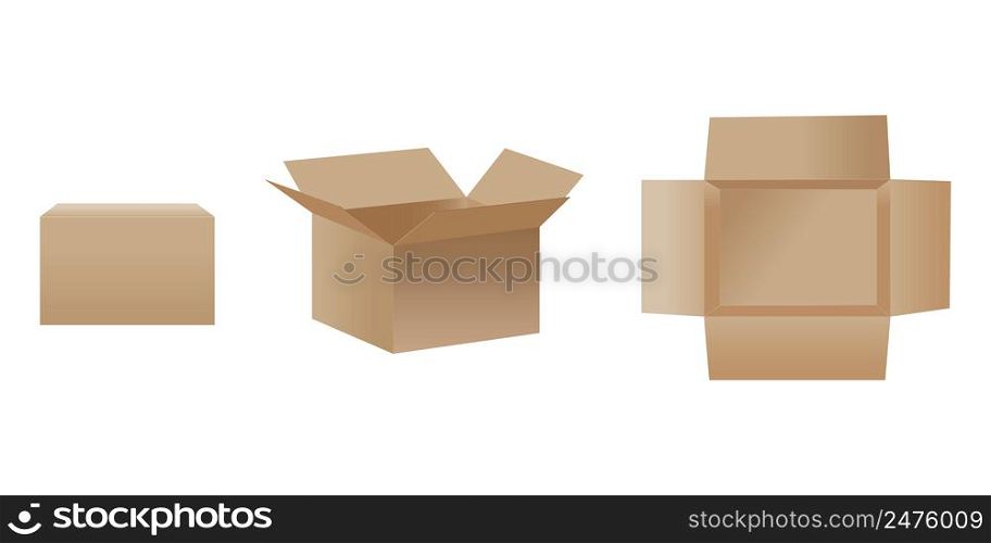 Open box in 3d style on white background. Recycling illustration set. Vector illustration. stock image. EPS 10.. Open box in 3d style on white background. Recycling illustration set. Vector illustration. stock image.