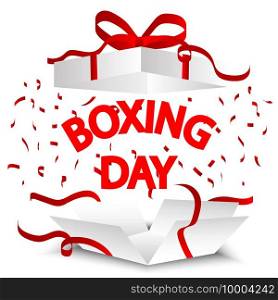 Open boxing day. Open gift. Shopping day. Vector illustration. EPS 10.. Open boxing day. Open gift. Shopping day. Vector illustration.